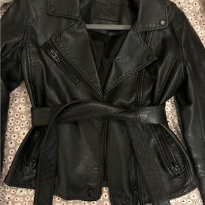 Women’s Black Leather Jacket Blank NYC